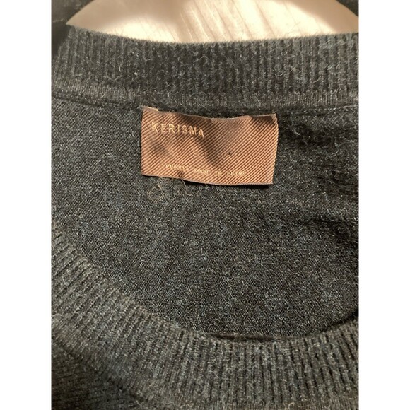 Kerisma One Size Navy Boho Short Sleeve Crew Neck Wool Blend Tunic Pockets - Picture 6 of 10